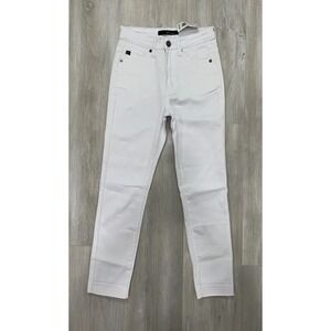Kancan Jeans Womens 1/24 Approx 24x24 White Denim Skinny Raw Hems Ladies NWT‎